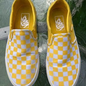 Vans Yellow/White Check Womens Size 7 Slip On